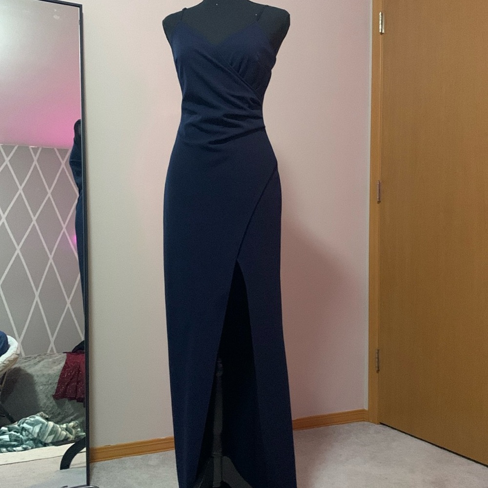 Navy Blue Prom Dress w/slit
